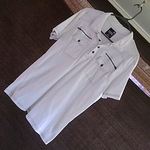 "Modern culture"  size large 100% cotton, four button pullover white t.